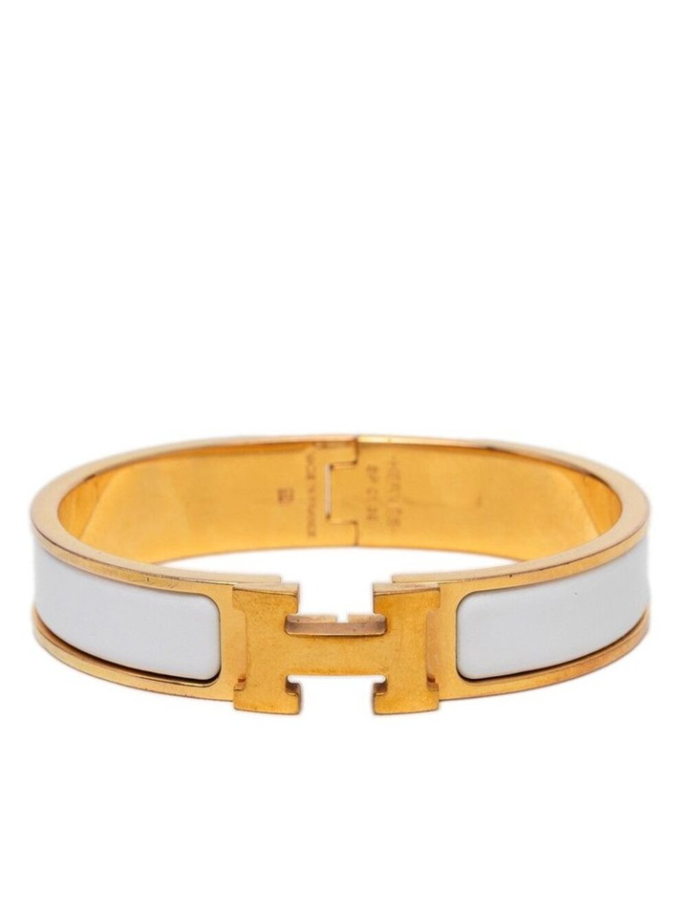 Hermes Click PM Bracelet Gold White Plated Enamel